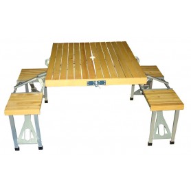 TAVOLO SET PIC-NIC PIEGHEVOLE CON SGABELLI DI LEGNO ARREDO ESTERNI RICHIUDIBILE