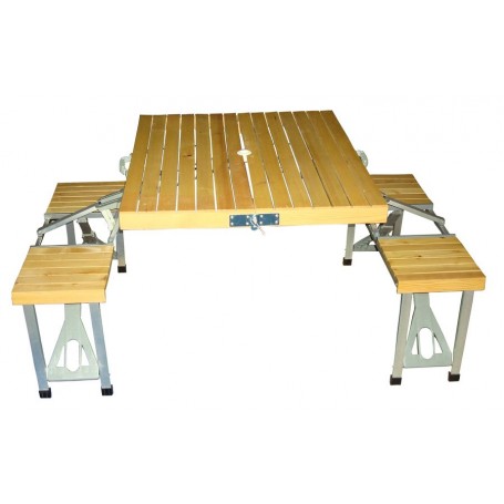 TAVOLO SET PIC-NIC PIEGHEVOLE CON SGABELLI DI LEGNO ARREDO ESTERNI RICHIUDIBILE