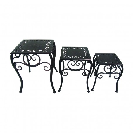 SET 3 TAVOLINI DA GIARDINO IN FERRO BATTUTO