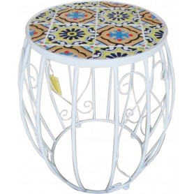 SGABELLO IN FERRO CON INSERTO IN MOSAICO