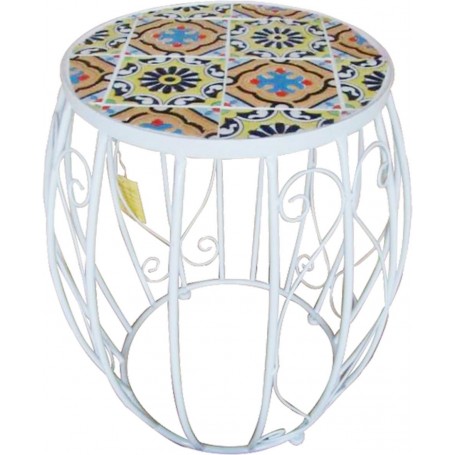 SGABELLO IN FERRO CON INSERTO IN MOSAICO