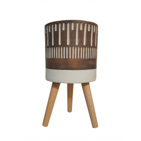 VASO IN MAGNESIO CON SUPPORTO IN LEGNO